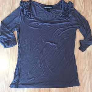 Gray blouse with ruffle detailing